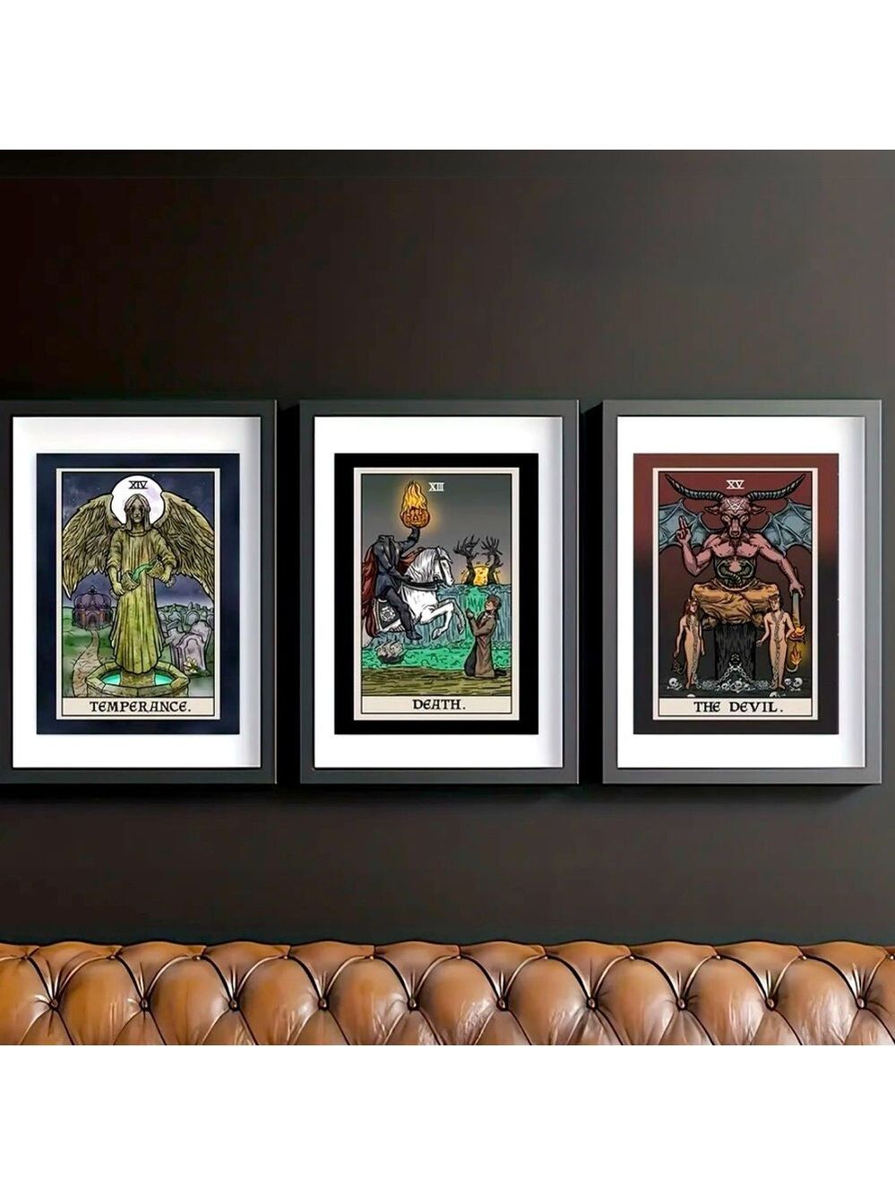 Tarot Canvas Art Prints - Temperance, Death, The Devil SET OF THREE 🌝